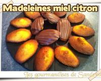 Des bonnes madeleines au goût de citron. L'utilisation du miel à la place du sucre relève le goût du citron. Et pour plus de gourmandise, une coque en chocolat.