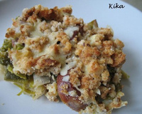 Crumble de poireaux au cheddar