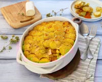 Gratin aux pommes de terre, poireaux et carottes