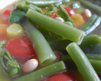 Soupe de légumes, haricots au beurre