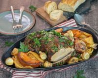 Gigot d'agneau rôti aux légumes d'automne