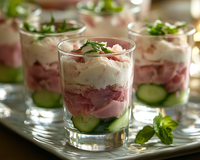 Verrine mousseline de jambon et concombres