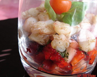 Tartare de fraises aux scampis