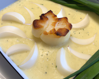 Fondue de poireau aux saint jacques