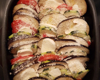 Gratin d'aubergines, courgettes, chèvre