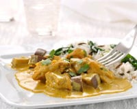 Poulet au curry et aubergines grillées