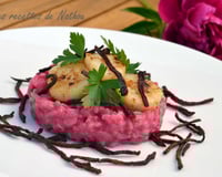 Risotto rose et Saint Jacques poêlées