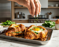 La recette du croissant farci aux épinards, oeufs et féta, parfaite pour le brunch