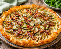 Tarte filo aux courgettes et guanciale : la recette ultra-croustillante du chef Simone Zanoni qui va vous faire craquer cet été !