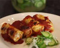 Gratin de choux farcis à la sauce tomate