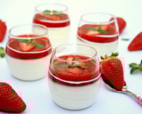 Panna cotta vanille et coulis de fraises à la menthe