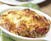 Gratin de courgettes et tomates au Saint Agur