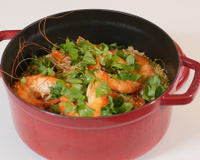 Risotto de quinoa, gambas et petits légumes