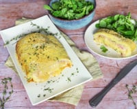 Roulé de pommes de terre au jambon et fromage à raclette