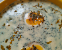 Crème de belle de Fontenay en infusion d'algues et panaché d'œufs