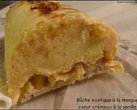 Bûche exotique, mousse à la mangue, cœur crémeux à la vanille
