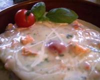 Un superbe plat de lasagnes aux arômes et au goût subtil des fonds marins, le délicieux cabillaud et le saumon de Norvège, connu pour sa qualité supérieure.