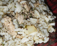 Escalope de poulet et son riz vert