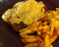 Bavette sauce fromagère-échalotes