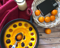 clafoutis au jus d'orange et mirabelle