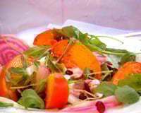 Salade de kaki Persimon, fenouil et betterave à la grenade