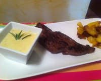 Bavette sauce fromagère-échalotes