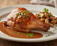 Chapon rôti sauce au foie gras