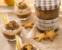 Verrines de mousse aux poires et confiture de Châtaignes