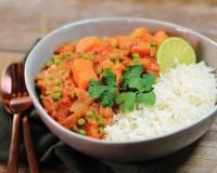 Curry de patate douce et petits pois