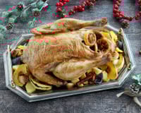 Chapon aux épices et légumes sautés au miel