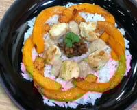 Wok de poulet à la courge butternut et sauce cacahuète