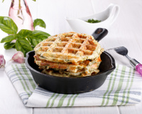 Gaufres aux courgettes, tomates et curry