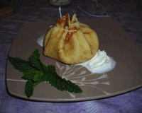 Aumonière aux bananes caramelisées et glace vanille