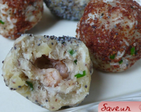 Une recette facile, ludique pour un grignotage sain, ces billes de maquereau enferment un coeur gourmand de petite crevette grise. Cette recette remporte la 6ème place…