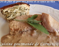 Rôti de filet de porc aux poires et sa sauce au bleu