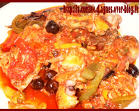 Cuisses de poulet aux 3 poivrons et aux olives de Nyons