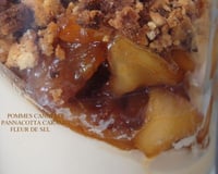 Pannacotta caramel fleur de sel pommes cannelle crumble de brioche