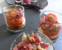 Verrine d'aubergines en mousse croustillante
