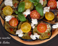 Tarte aubergines, tomates-cerise et chèvre