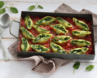 Conchiglioni farcis aux épinards et "Minibri"