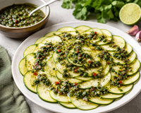 Prête en quelques minutes, cette sauce argentine va sublimer votre carpaccio de courgettes (et réveiller vos papilles !)
