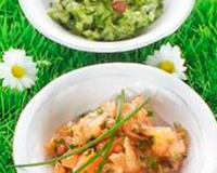 Duo de tartare aux saumons, courgettes et ciboulette