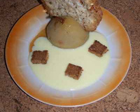 Poire au vin blanc et son croustillant à l'orange