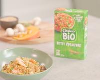 Une salade complète et originale autour de légumes automnales et de crevettes.
Avec comme base, le petit épeautre: une céréale…