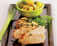 Blancs de poulet grillés, fenouil étuvé