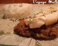 Dos de cabillaud à la purée d'aubergines