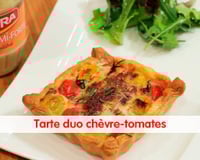 Tarte duo à la tomate revisitée au crottin de chèvre et tomates cerises