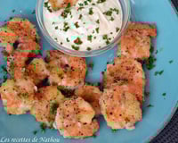 Gambas croustillantes, sauce curry et piment d'Espelette