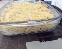 Gratin de pâtes chèvre et lardon