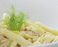 Caserecce au saumon et poivrons.